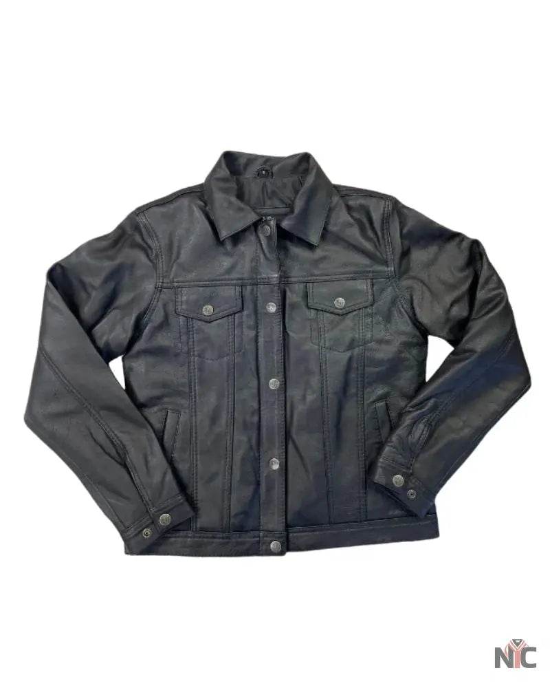 Black Ladies Leather Jacket Clanton Jacket