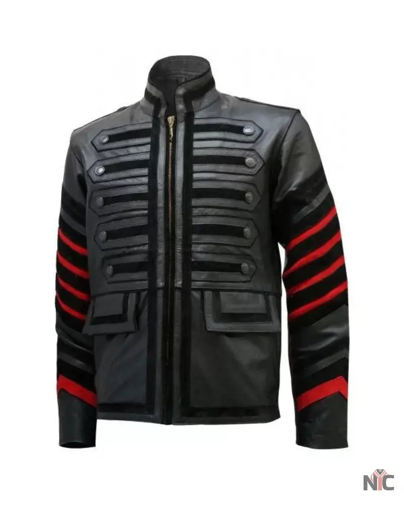 Black Leather Military Jacket for Men’s Clanton Jacket