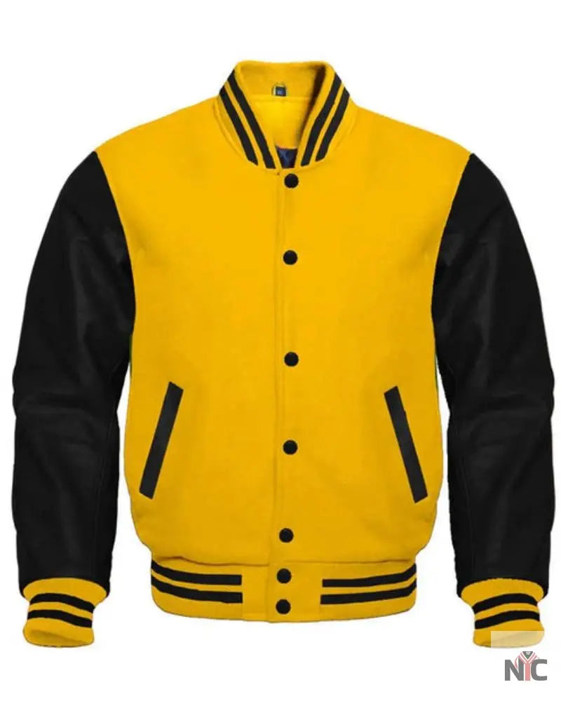 Black and Yellow Varsity Jacket Clanton Jacket