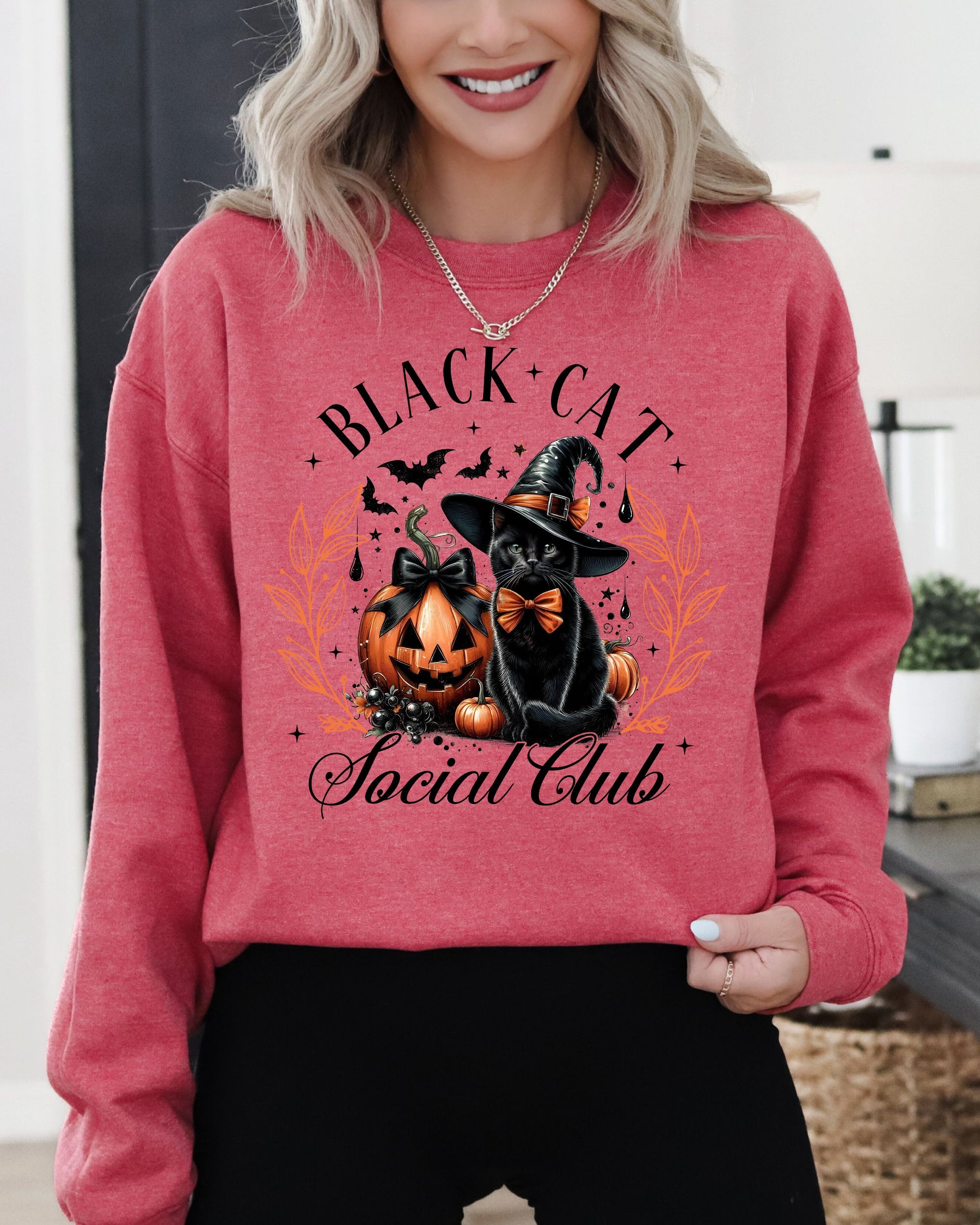 Black Cat Social Club, Coquette, Halloween, Witch, Pumpkin, Jack-o-lantern Sweatshirt