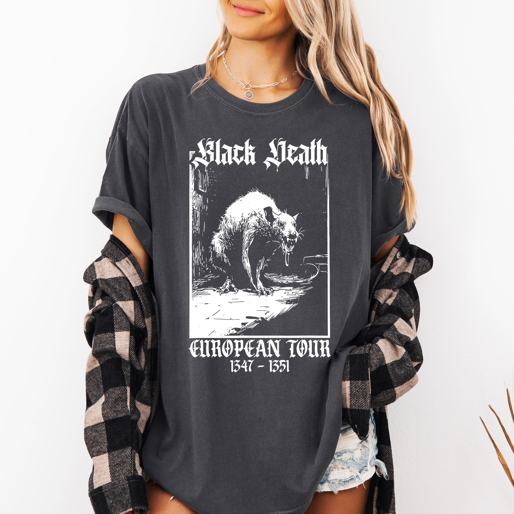 Black Death, European Tour, Rat, Goth, Halloween, Funny, Spooky Shirt Comfort Colors T-Shirt