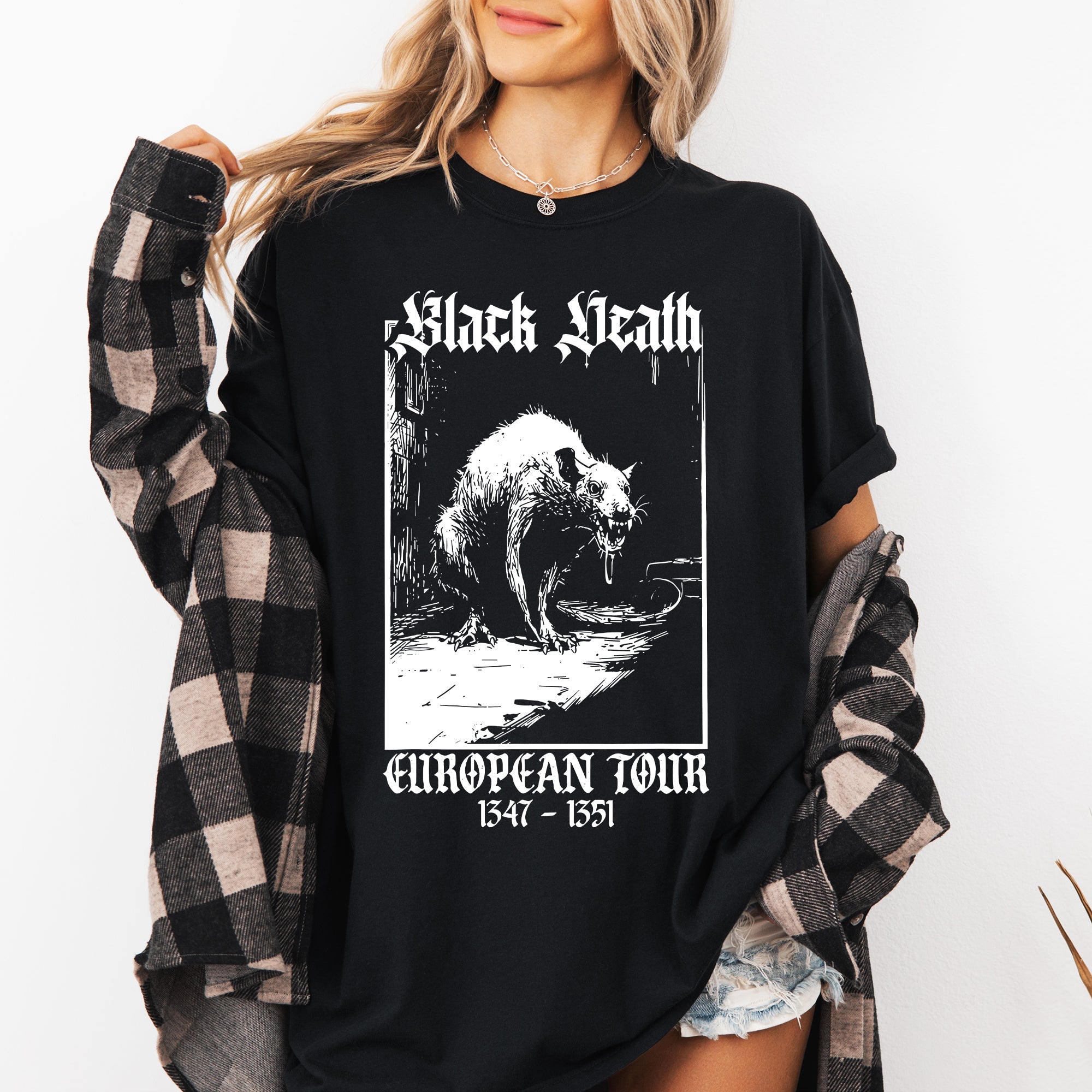 Black Death, European Tour, Rat, Goth, Halloween, Funny, Spooky Shirt Comfort Colors T-Shirt