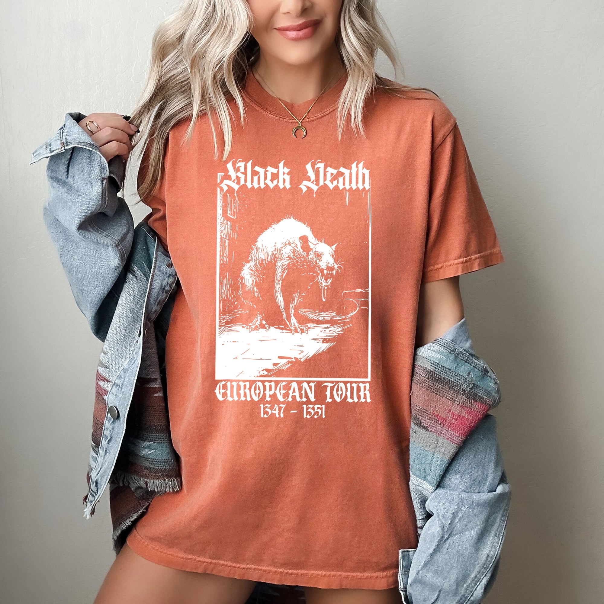 Black Death, European Tour, Rat, Goth, Halloween, Funny, Spooky Shirt Comfort Colors T-Shirt