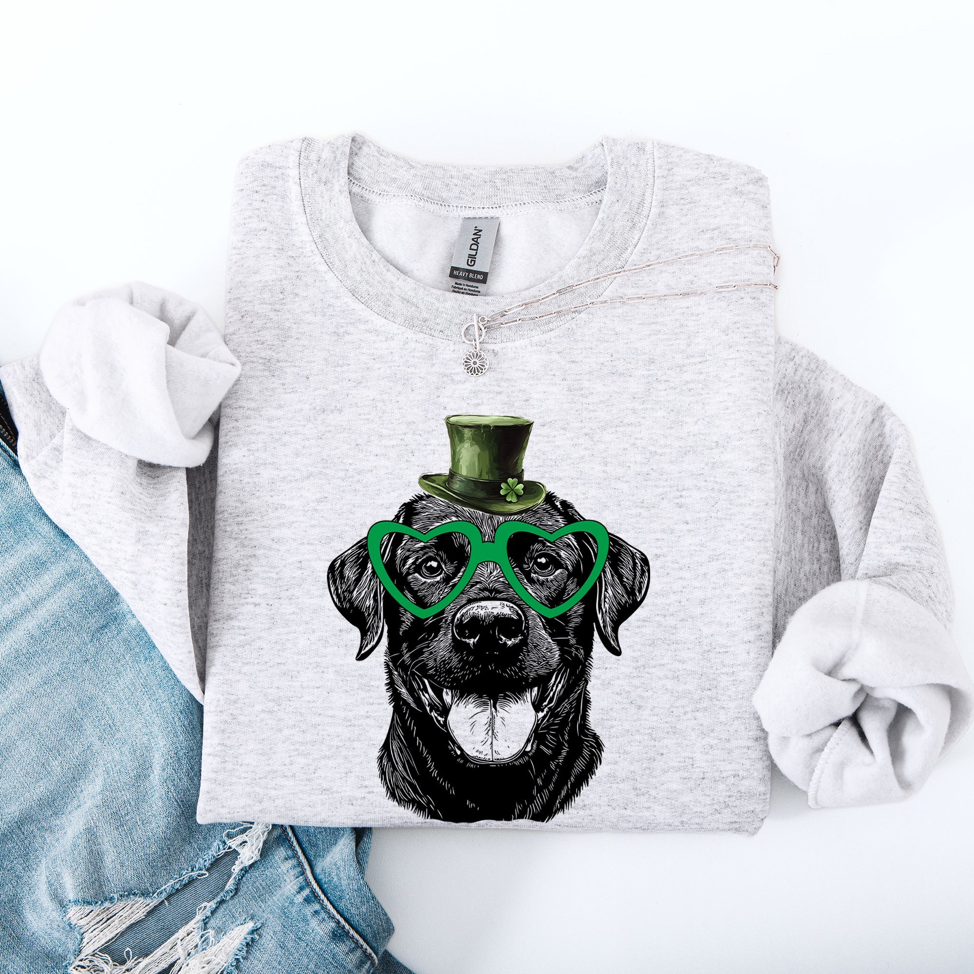 Black Lab, Labrador, Adorable Dog, St Patrick's Day, Lucky, Irish Sweatshirt