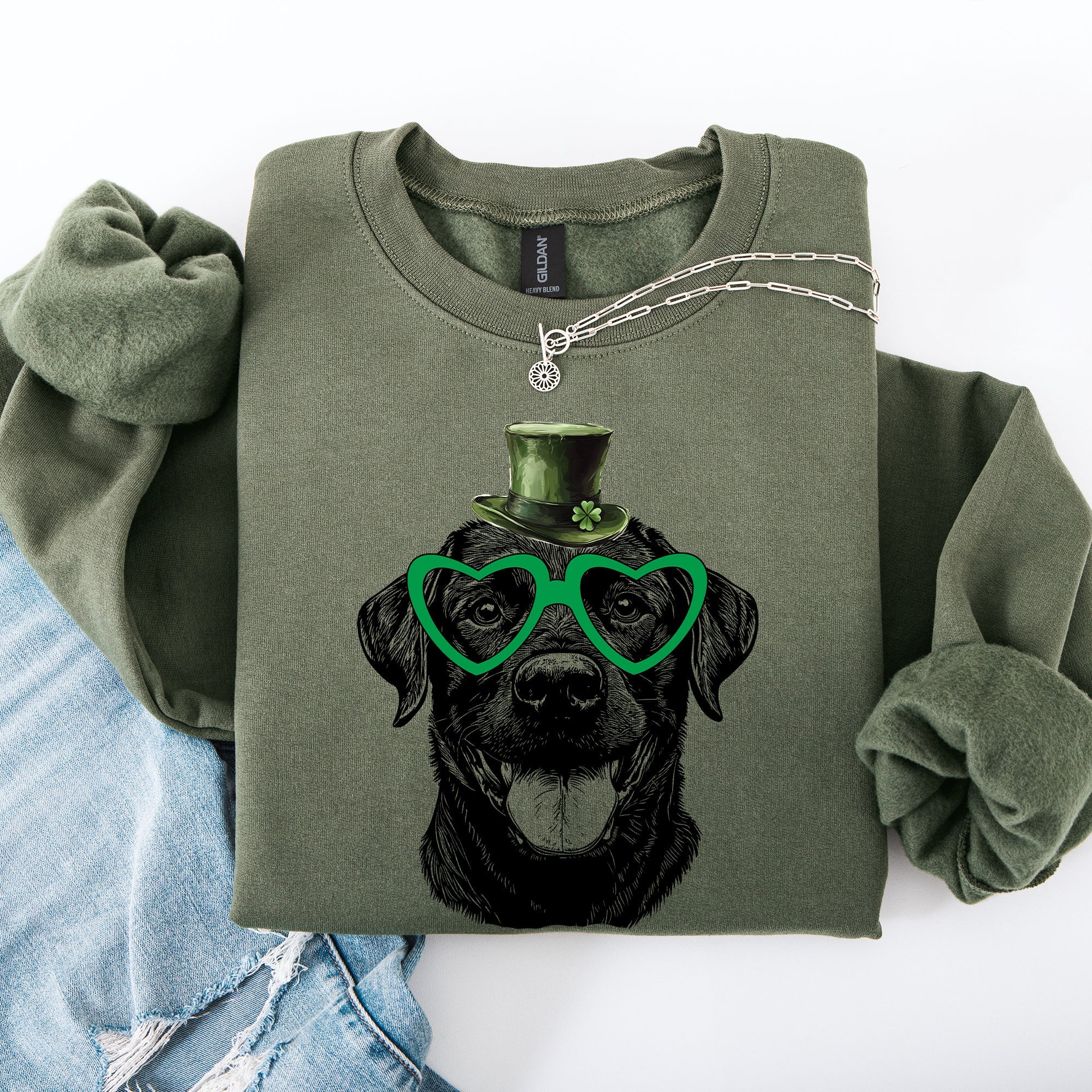 Black Lab, Labrador, Adorable Dog, St Patrick's Day, Lucky, Irish Sweatshirt
