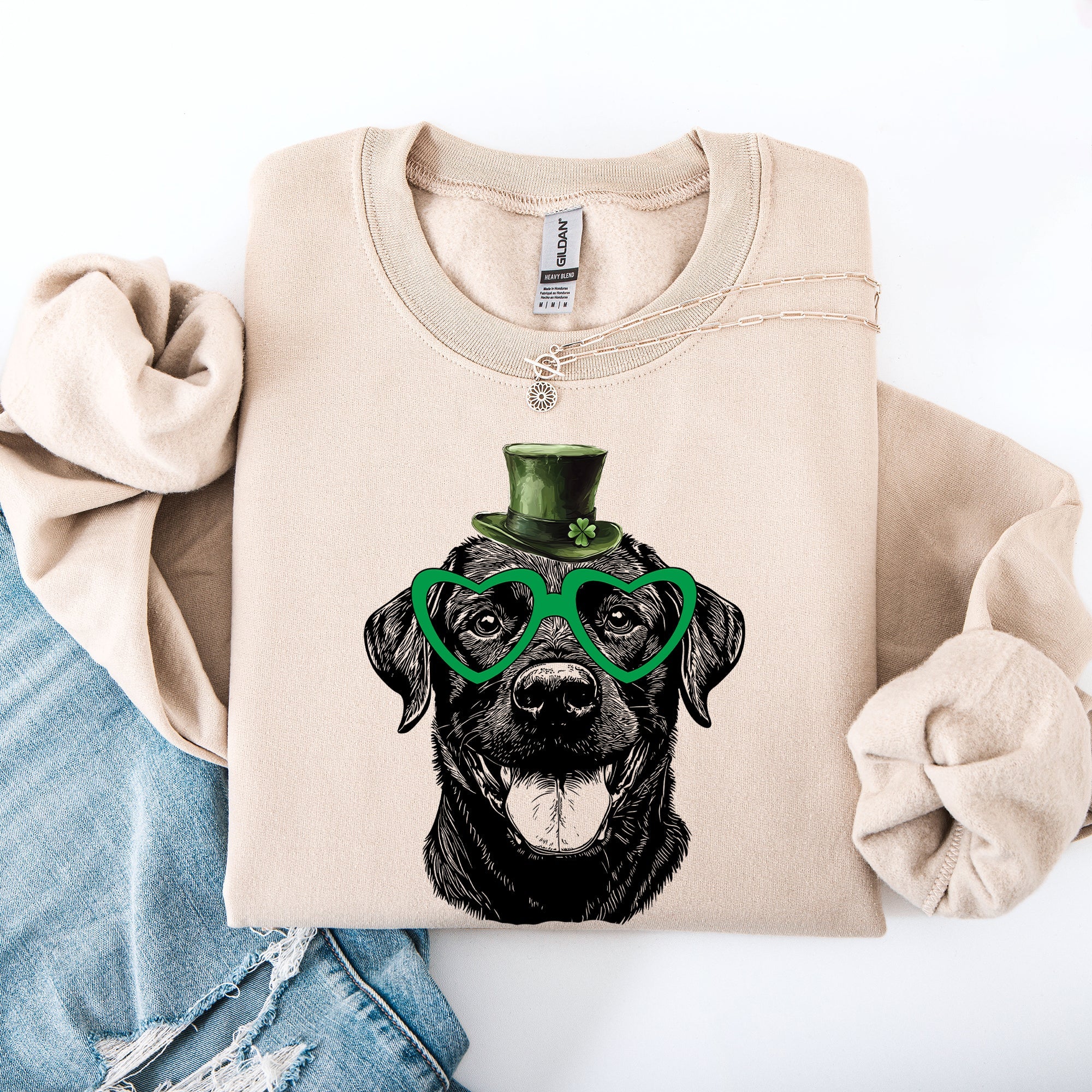 Black Lab, Labrador, Adorable Dog, St Patrick's Day, Lucky, Irish Sweatshirt