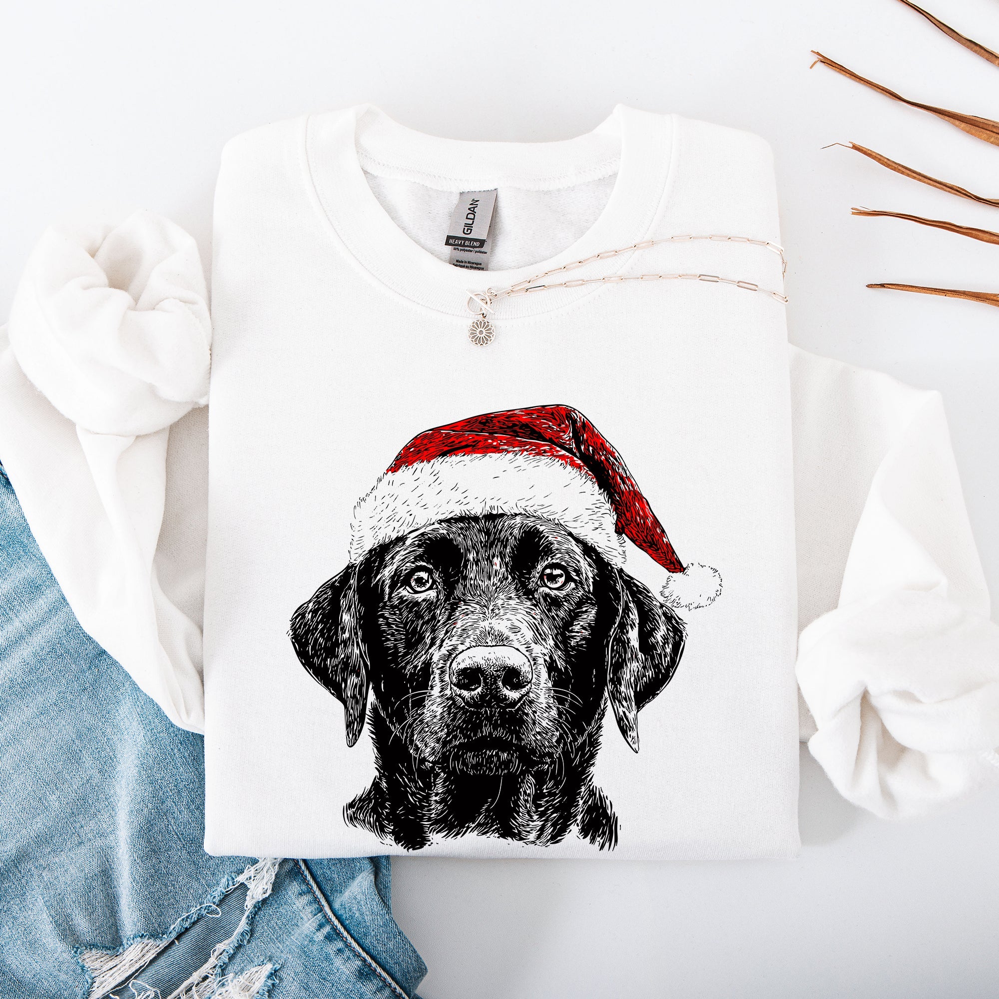 Black Lab, Santa, Labrador Dog, Christmas, Dog Lover, Pet Sweatshirt