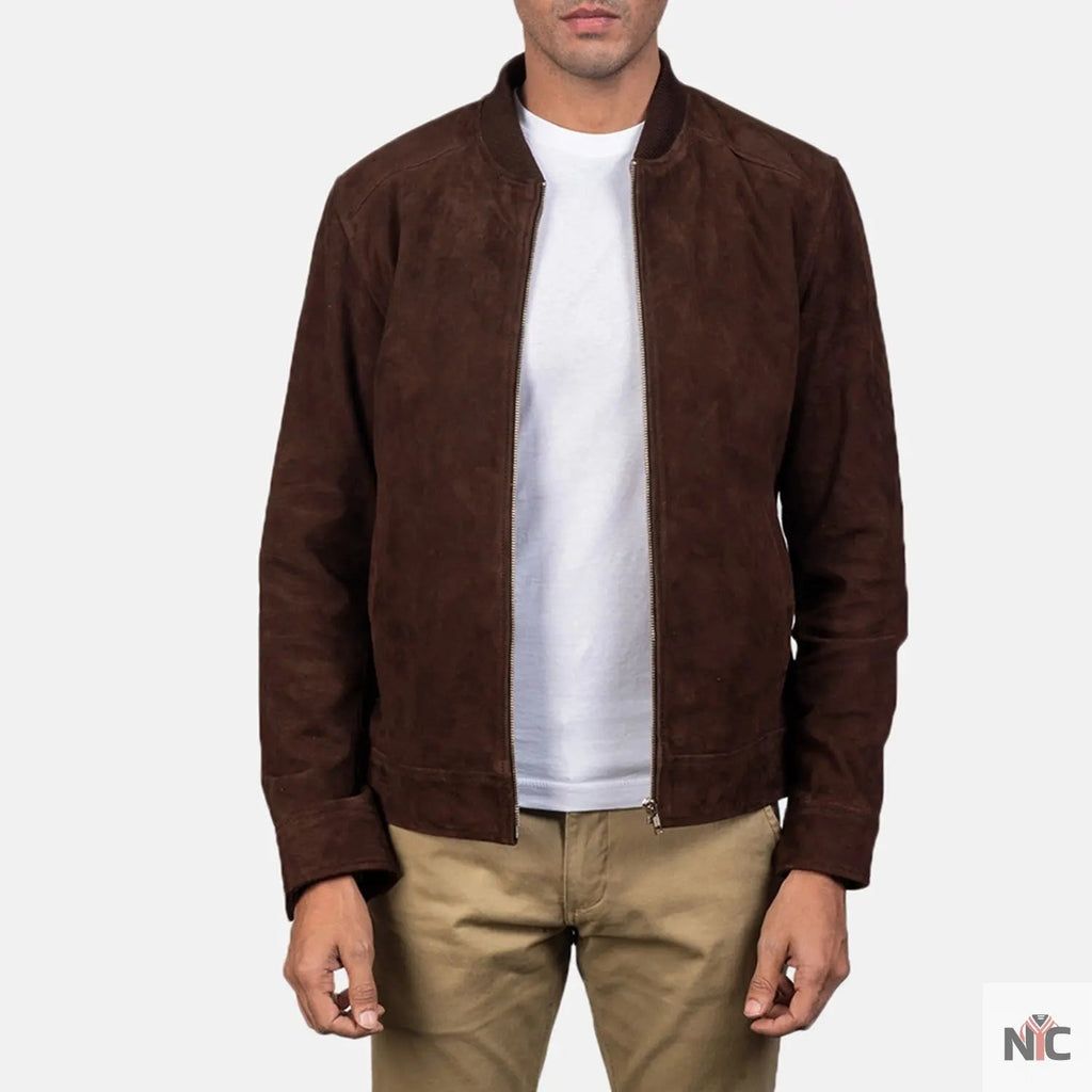 Blain Mocha Suede Bomber Jacket Clanton Jacket