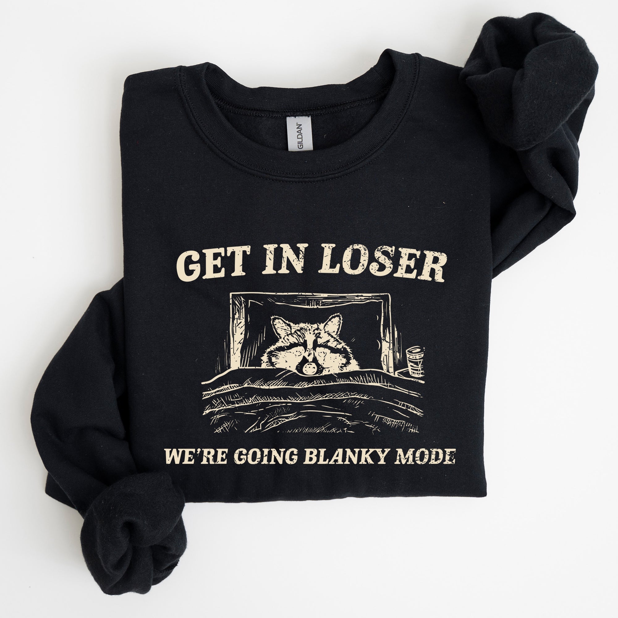 Blanky Mode, Raccoon, Meme, Aesthetic, Funny Sweatshirt