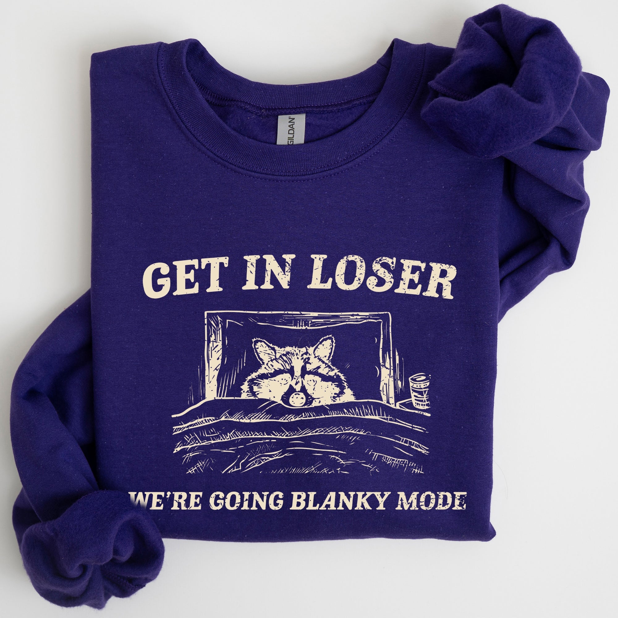 Blanky Mode, Raccoon, Meme, Aesthetic, Funny Sweatshirt