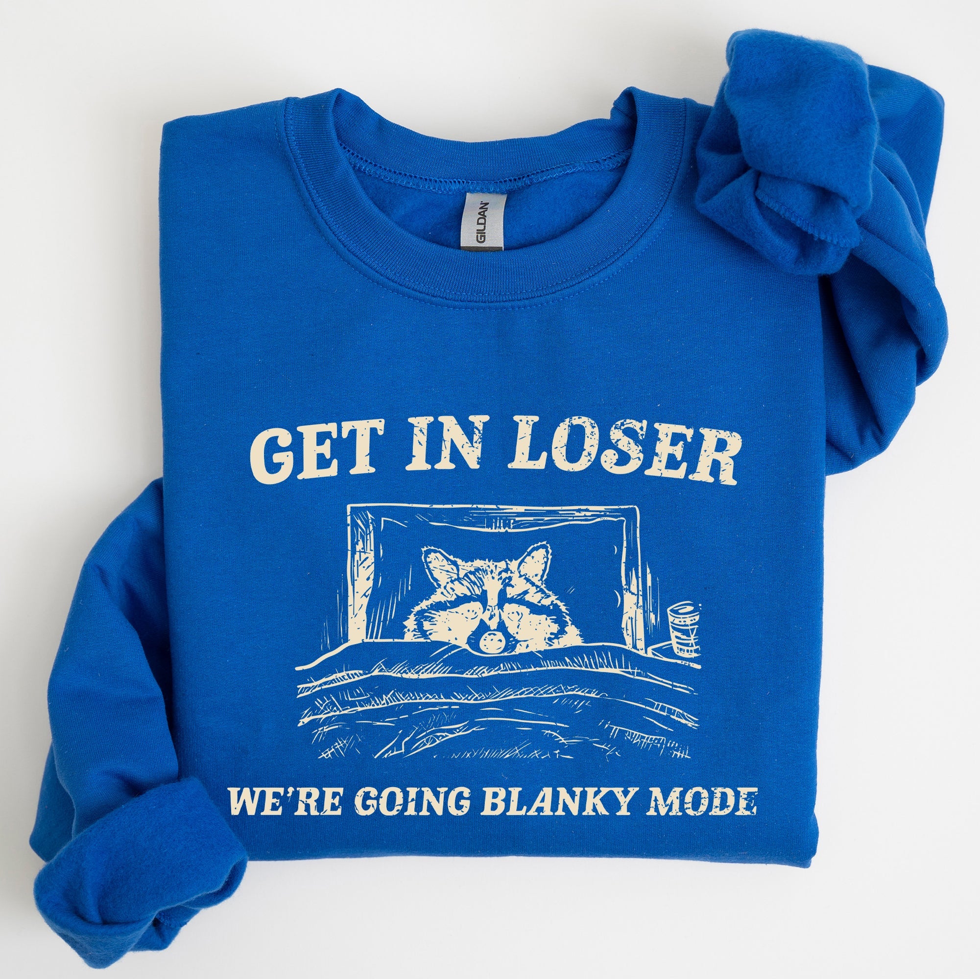 Blanky Mode, Raccoon, Meme, Aesthetic, Funny Sweatshirt