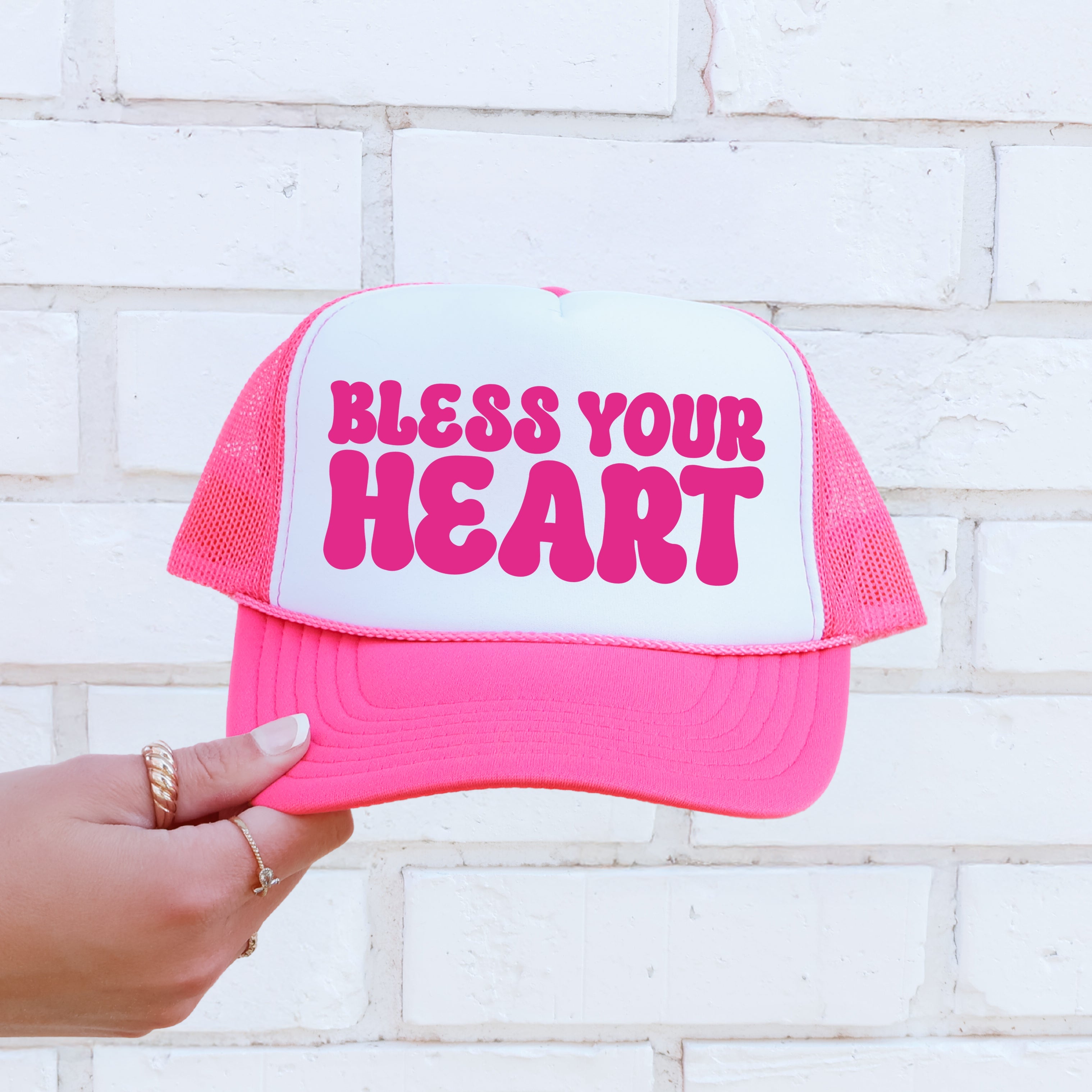 Bless Your Heart, Sassy, Funny, Bright Pink Snapback Trucker Hat