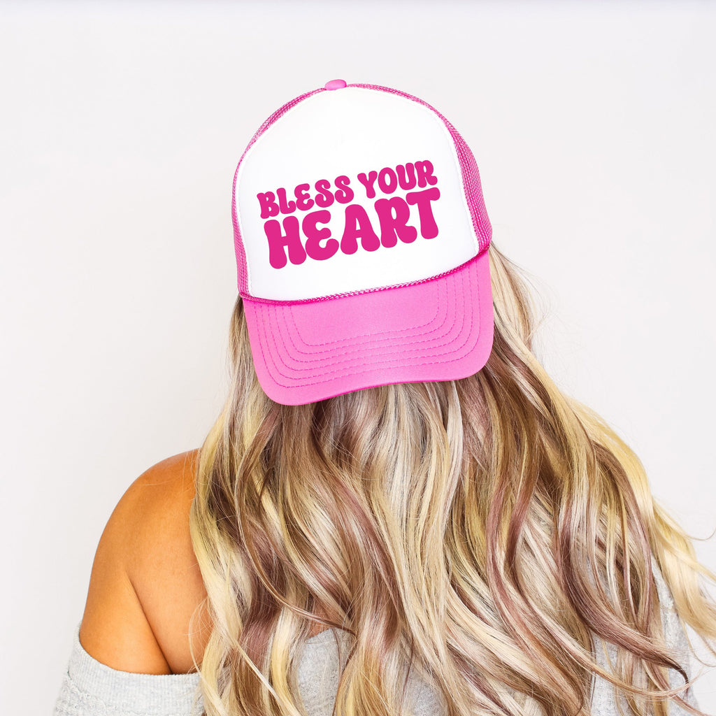 Bless Your Heart, Sassy, Funny, Bright Pink Snapback Trucker Hat