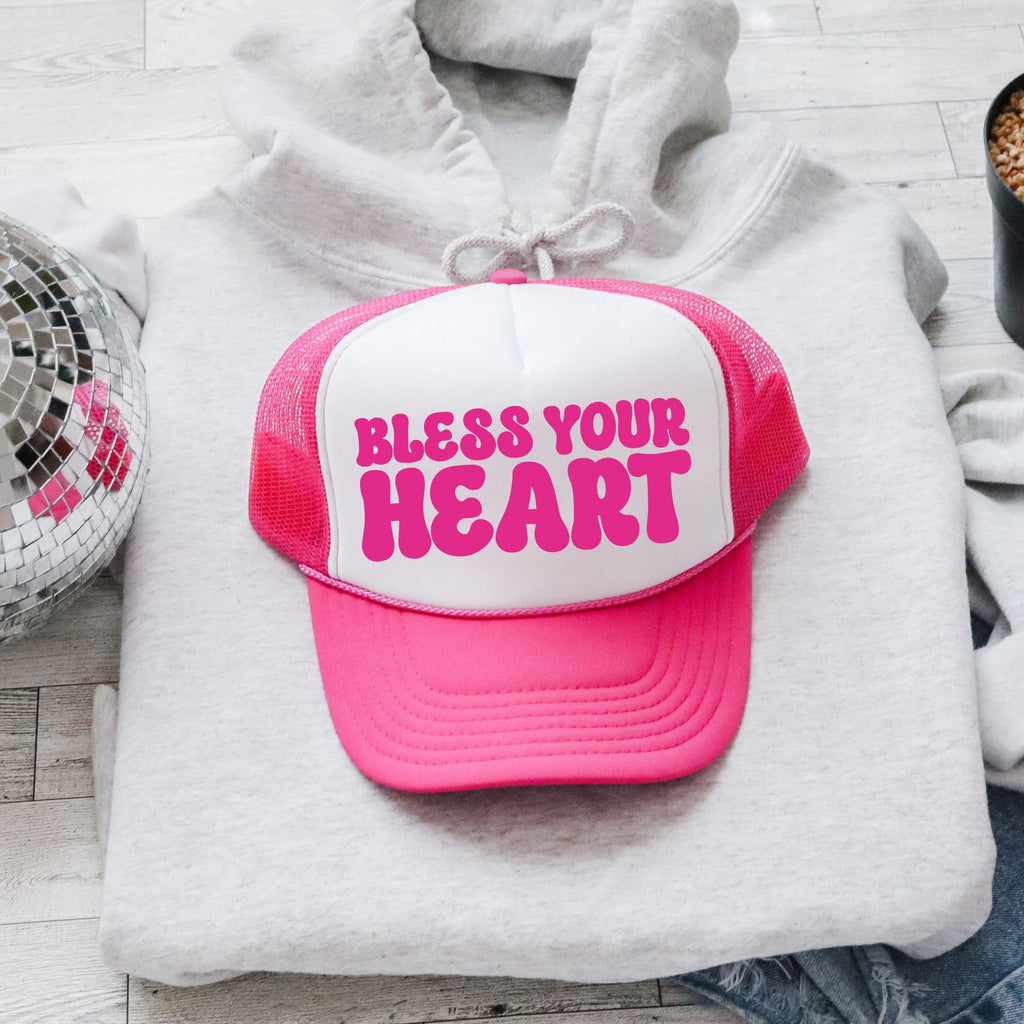 Bless Your Heart, Sassy, Funny, Bright Pink Snapback Trucker Hat