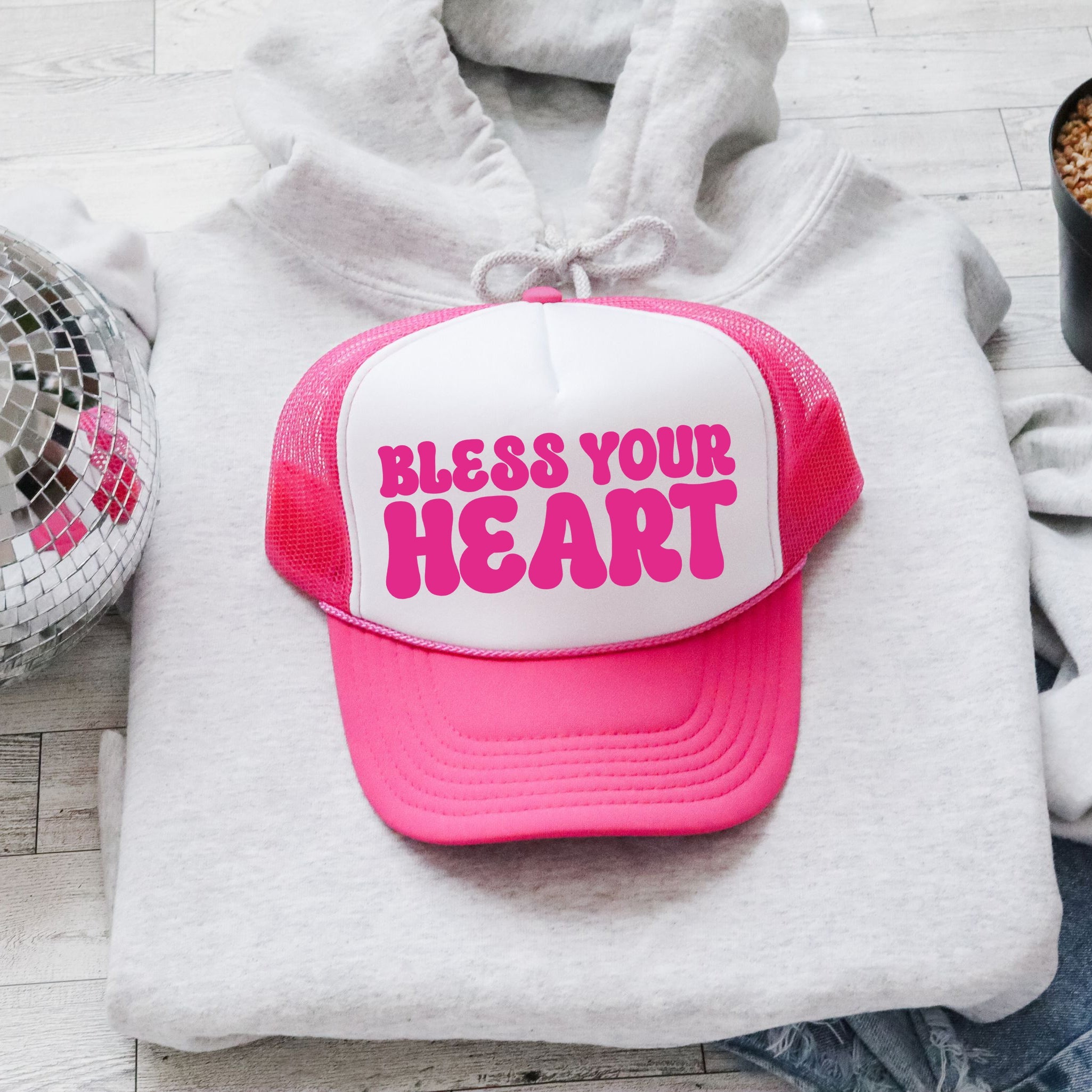 Bless Your Heart, Sassy, Funny, Bright Pink Snapback Trucker Hat