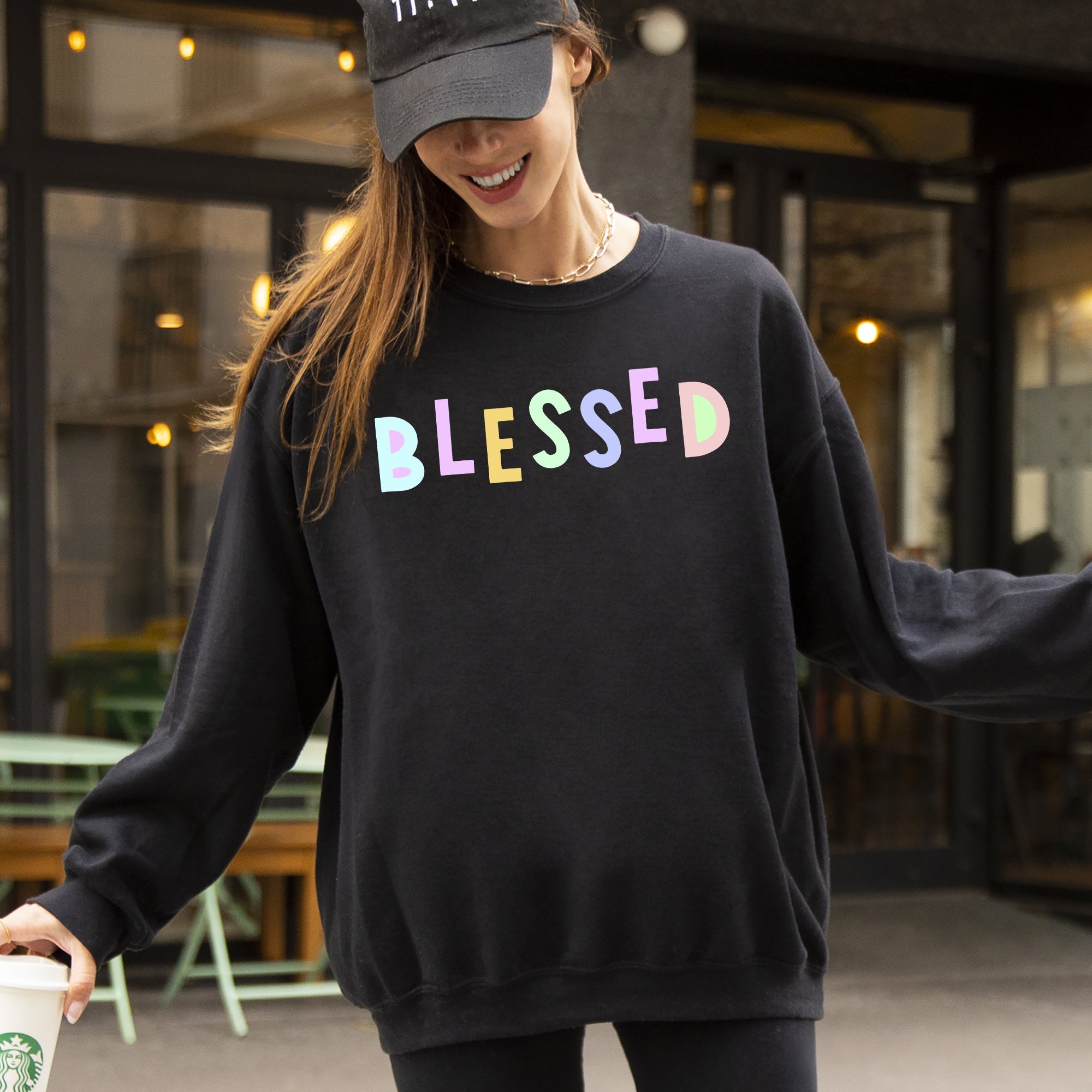 Blessed Sweatshirt, Positivity, Funny, Sarcastic, Mom Gift, Mental Health, Colorful, Pastel, Crewneck, Crew Neck Sweatshirt