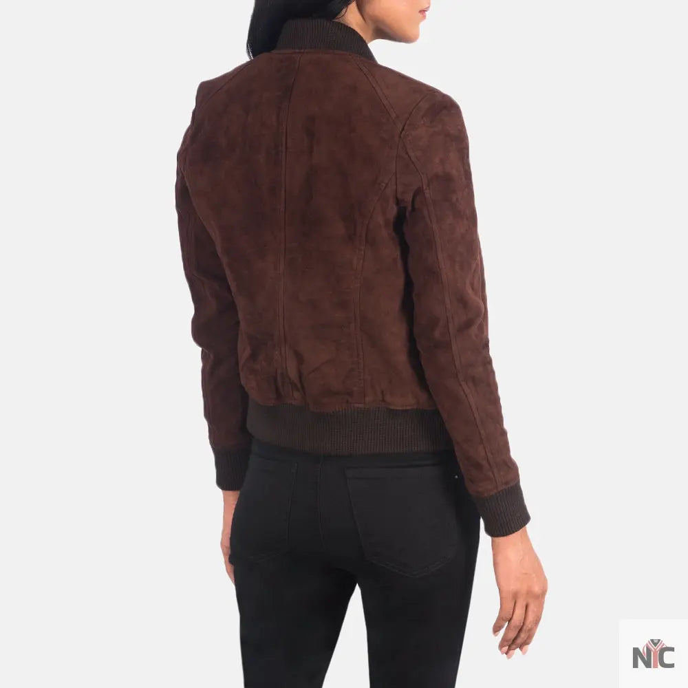 Bliss Brown Suede Bomber Jacket Clanton Jacket