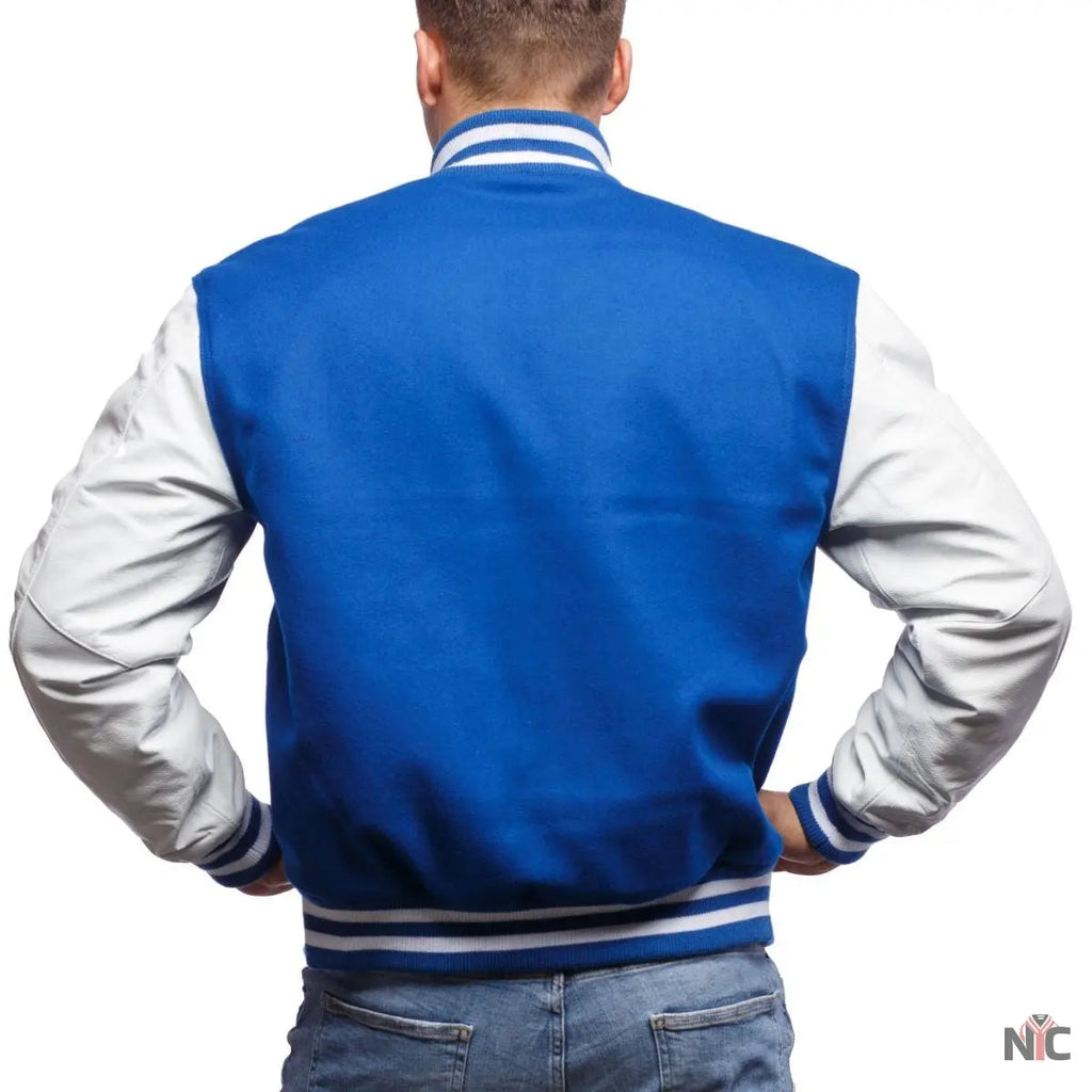 Blue And White Varsity Jacket Clanton Jacket