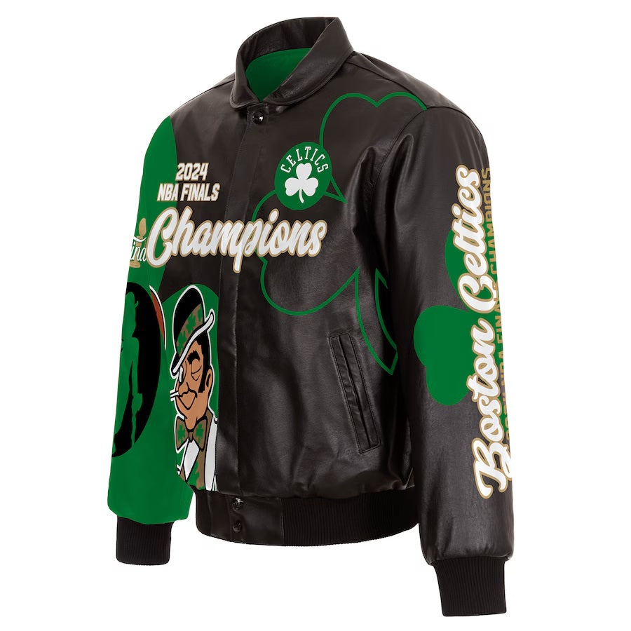 Boston Celtics 2024 NBA Finals Champions Leather Jacket - Trendy Layer