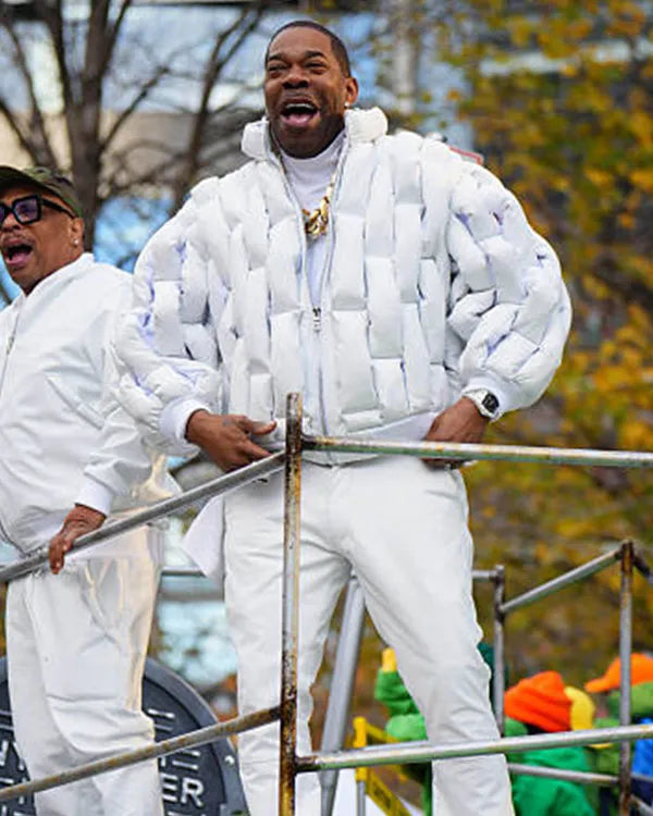 Busta Rhymes Thanksgiving Day Parade White Jacket