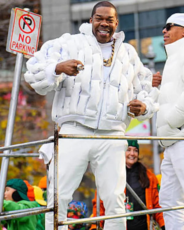 Busta Rhymes Thanksgiving Day Parade White Jacket