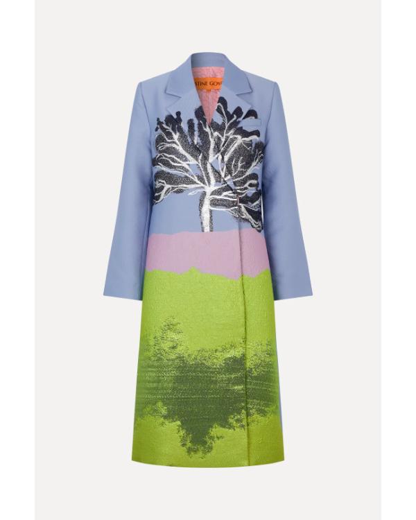 Beyond The Gates RhonniRose Mantilla Colorblock Tree Print Coat