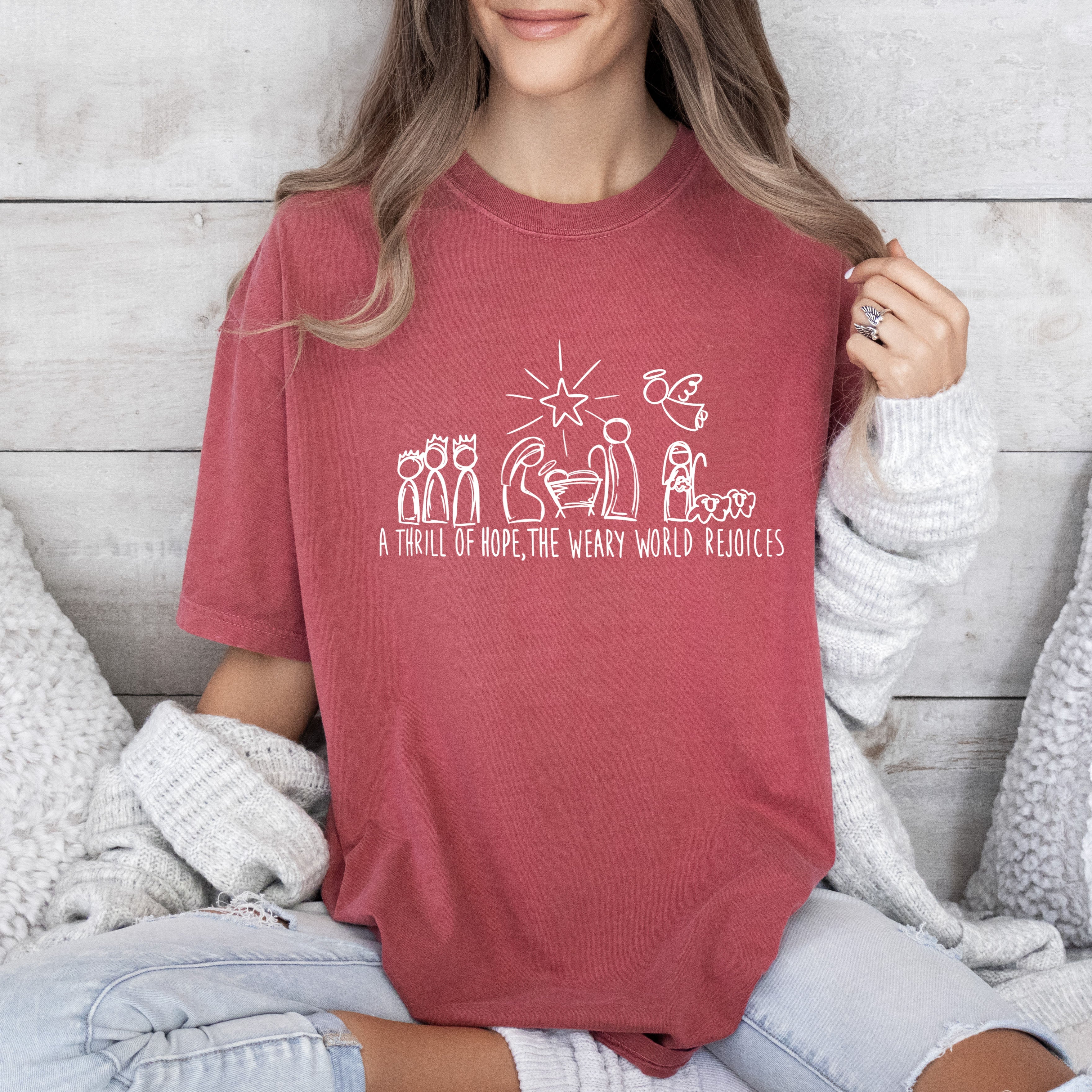 A Thrill of Hope Retro Comfort Colors Tshirt, Vintage Nativity Christmas Tee