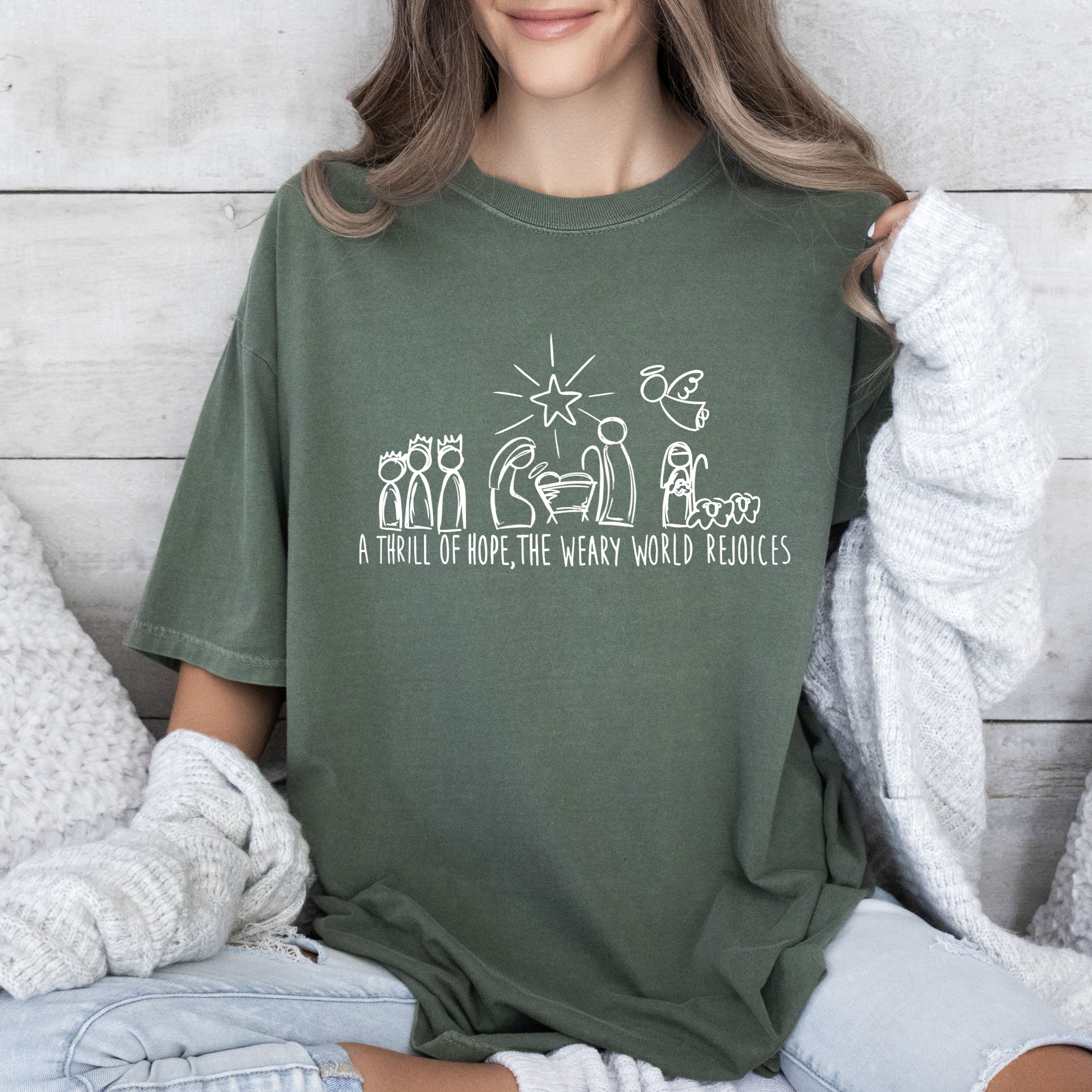 A Thrill of Hope Retro Comfort Colors Tshirt, Vintage Nativity Christmas Tee