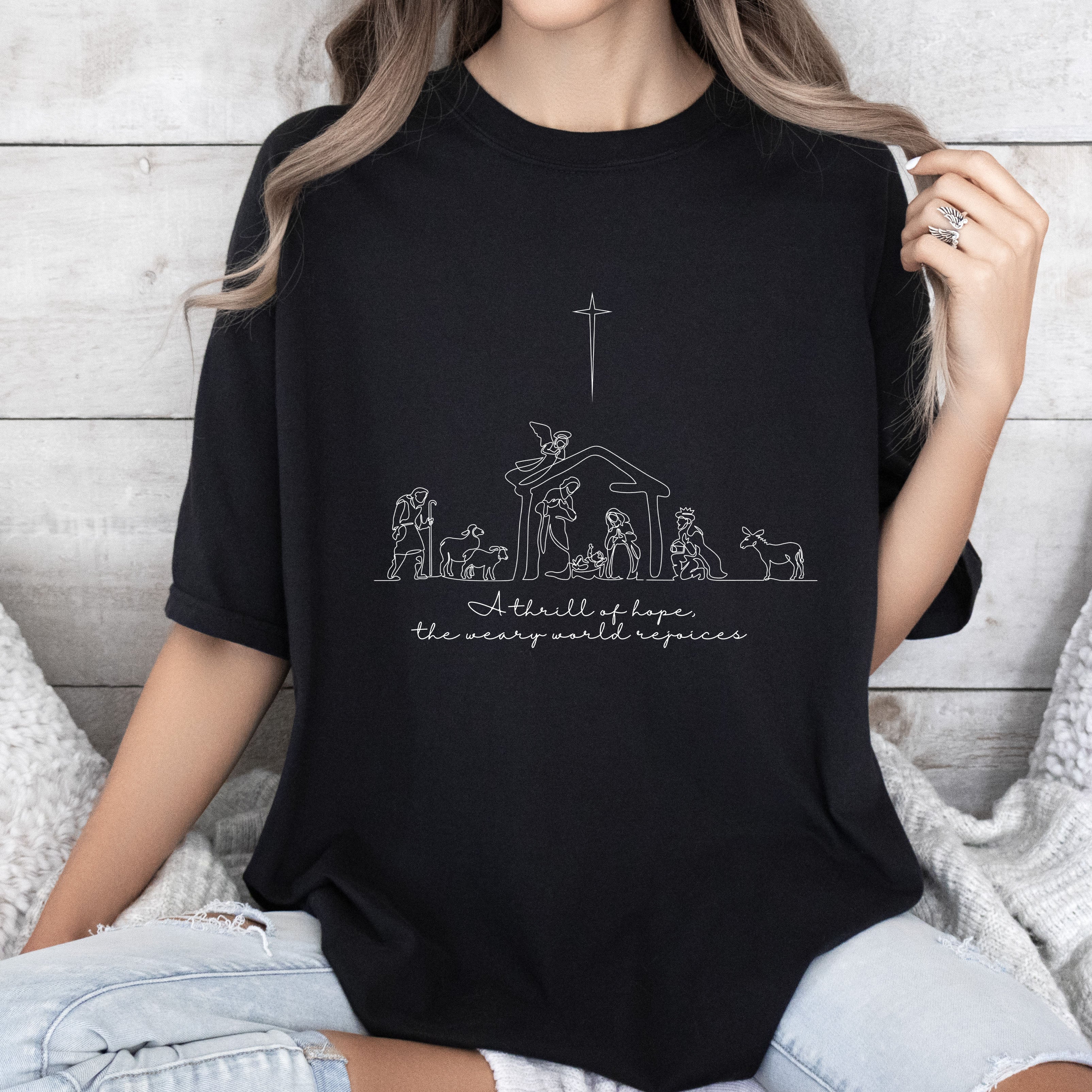 A Thrill of Hope Chic Comfort Colors Tshirt, Vintage Christmas Tee