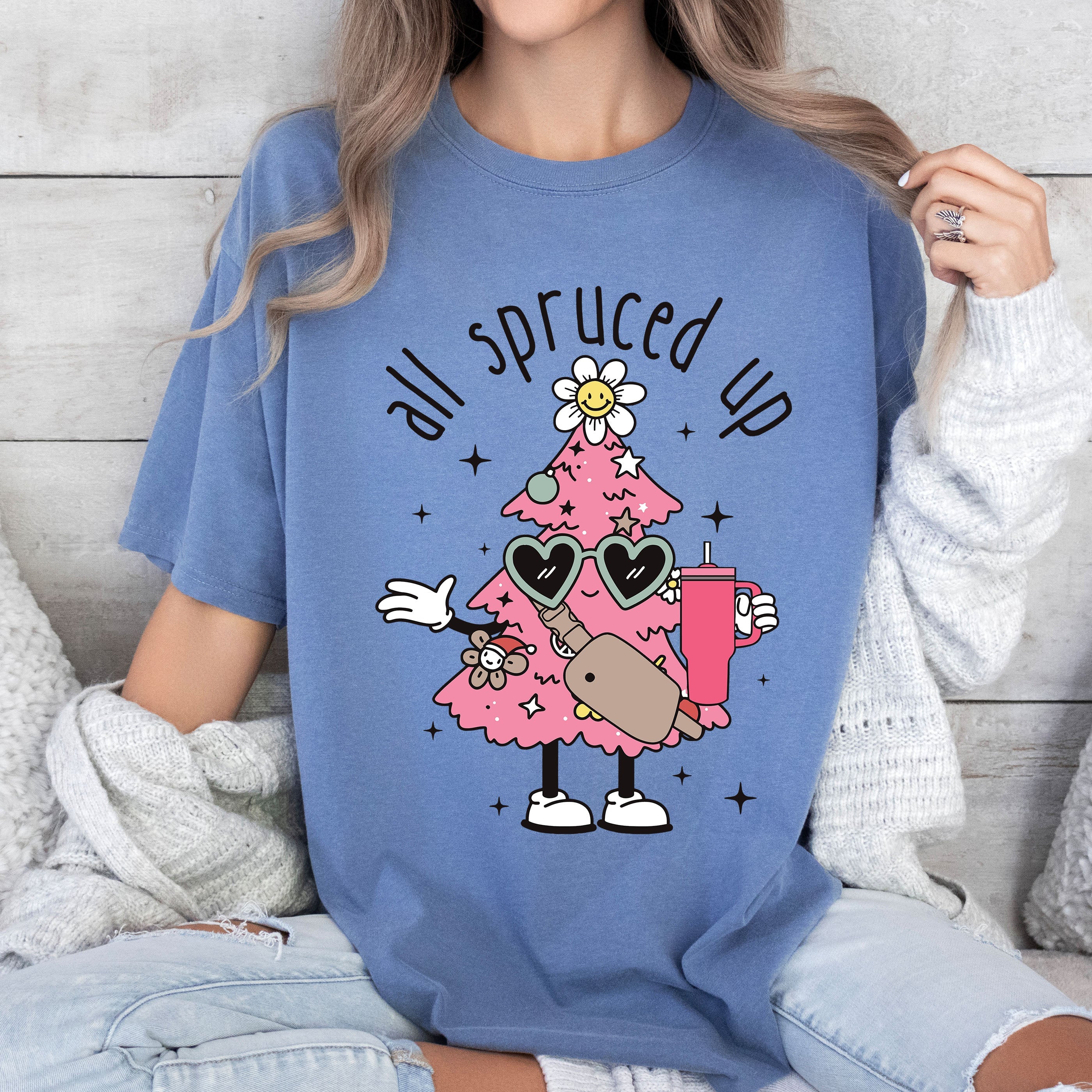 All Spruced Up Retro Comfort Colors Tee, Vintage Classic Christmas Tshirt