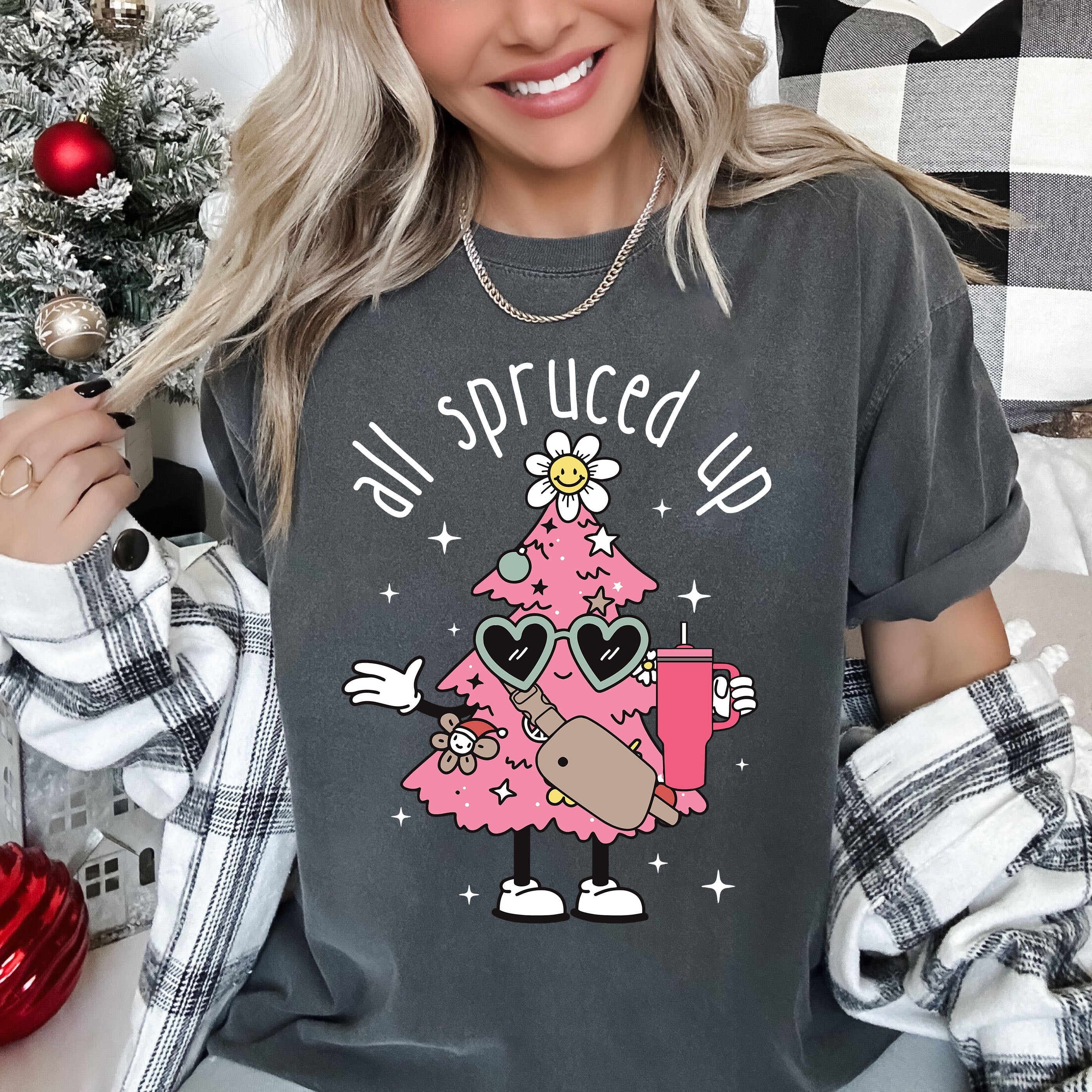 All Spruced Up Vintage Comfort Colors Tee, Retro Classic Christmas Tshirt