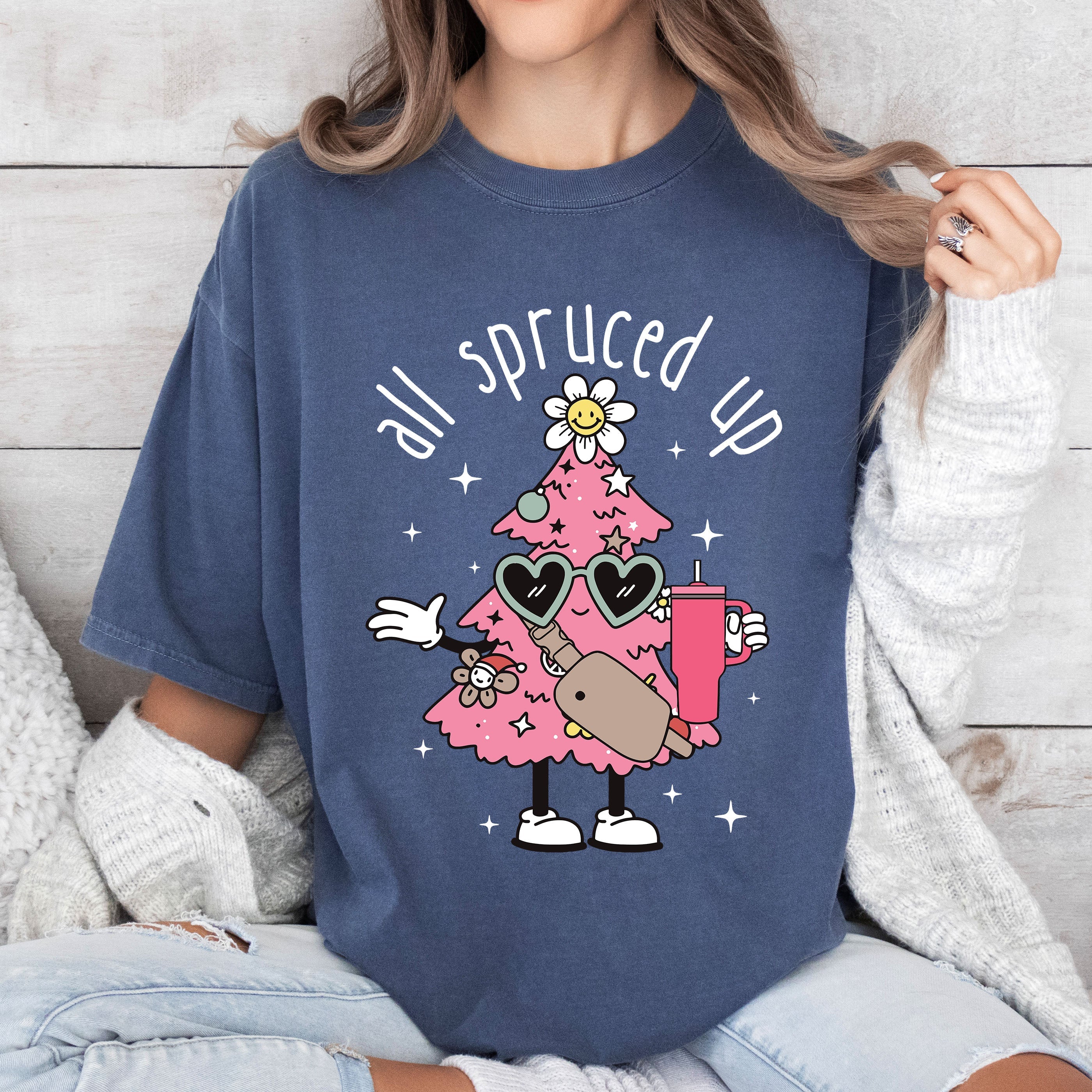 All Spruced Up Vintage Comfort Colors Tee, Retro Classic Christmas Tshirt