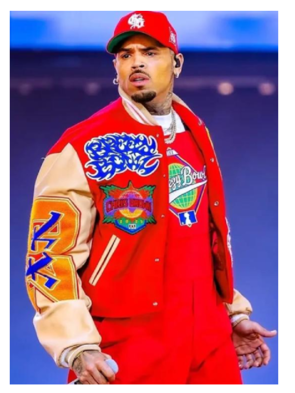 Chris Brown Breezy Bowl XX Red Varsity Jacket
