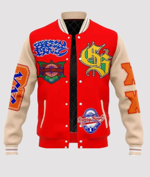 Chris Brown Breezy Bowl XX Red Varsity Jacket