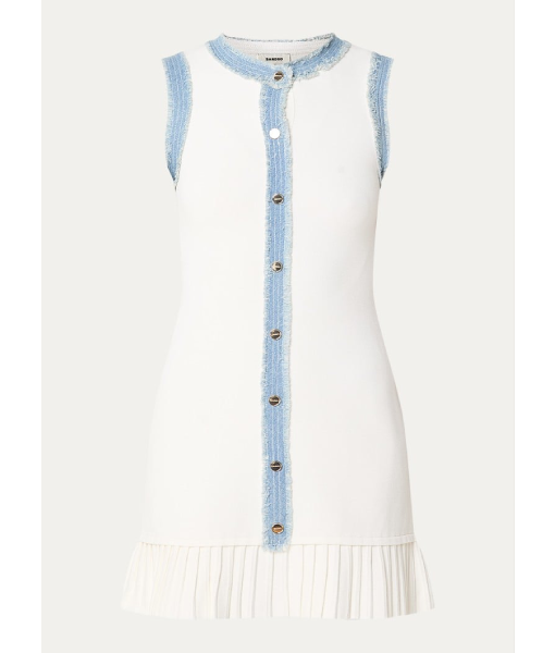 Beyond the Gates 2025 Colby Muhammad White Knit Denim Trim Mini Dress USA Jackets