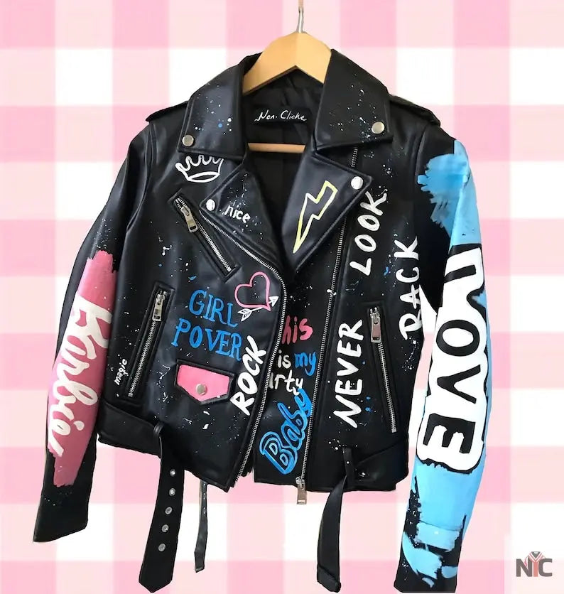 Custom Text Jacket Painted Faux Leather Motorcycle Jacket Danger Clanton Jacket