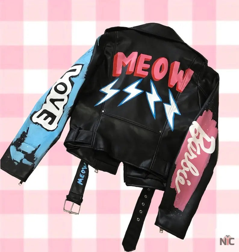 Custom Text Jacket Painted Faux Leather Motorcycle Jacket Danger Clanton Jacket