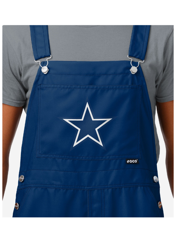 Dallas Cowboys Mens Solid Wordmark Bib Overalls
