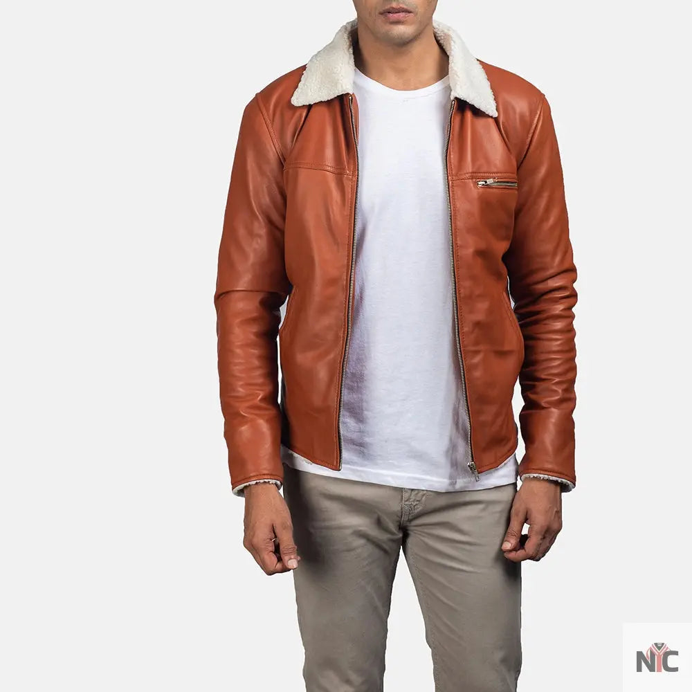 Dan Frost Tan Shearling Jacket Shopotiny