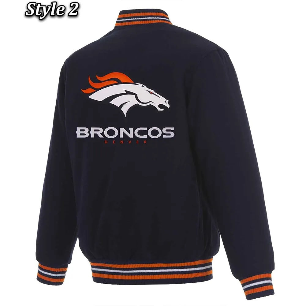 Denver Broncos Wool Varsity Blue Jacket - Trendy Layer