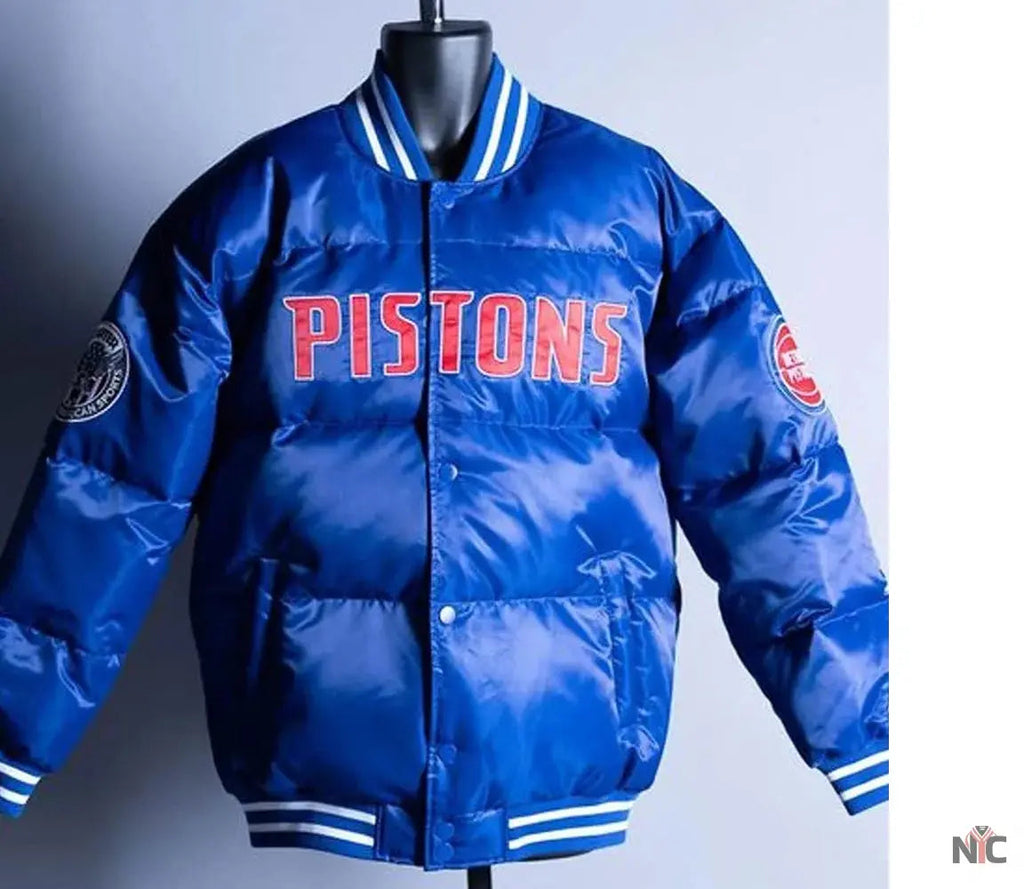 Detroit Pistons Blue Down Bubble Jacket Clanton Jacket