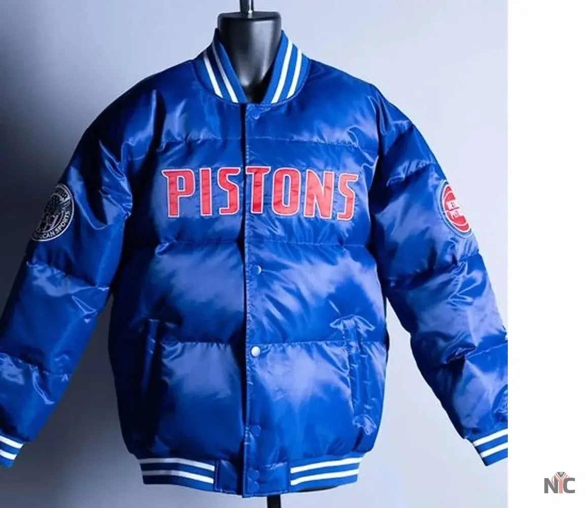 Detroit Pistons Blue Down Bubble Jacket Clanton Jacket