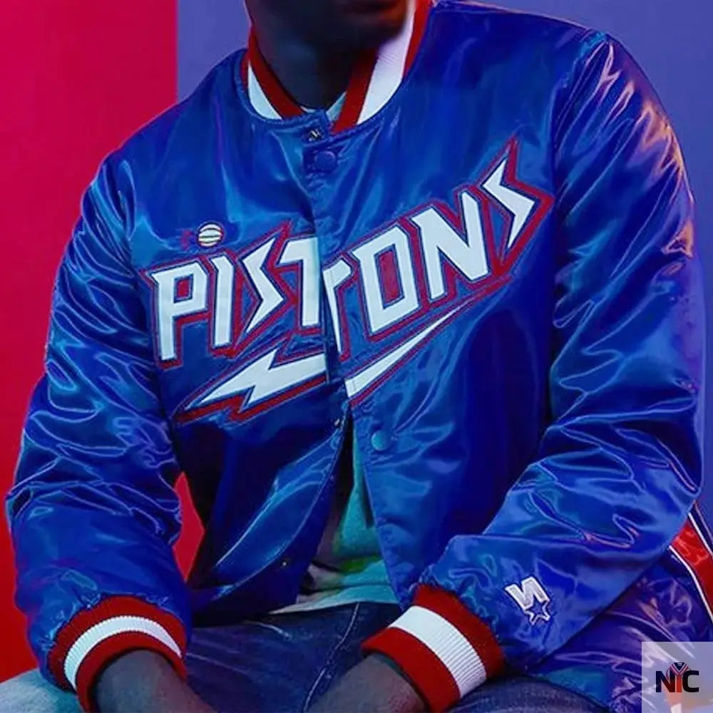 Detroit Pistons Classic Varsity Satin Jacket Clanton Jacket