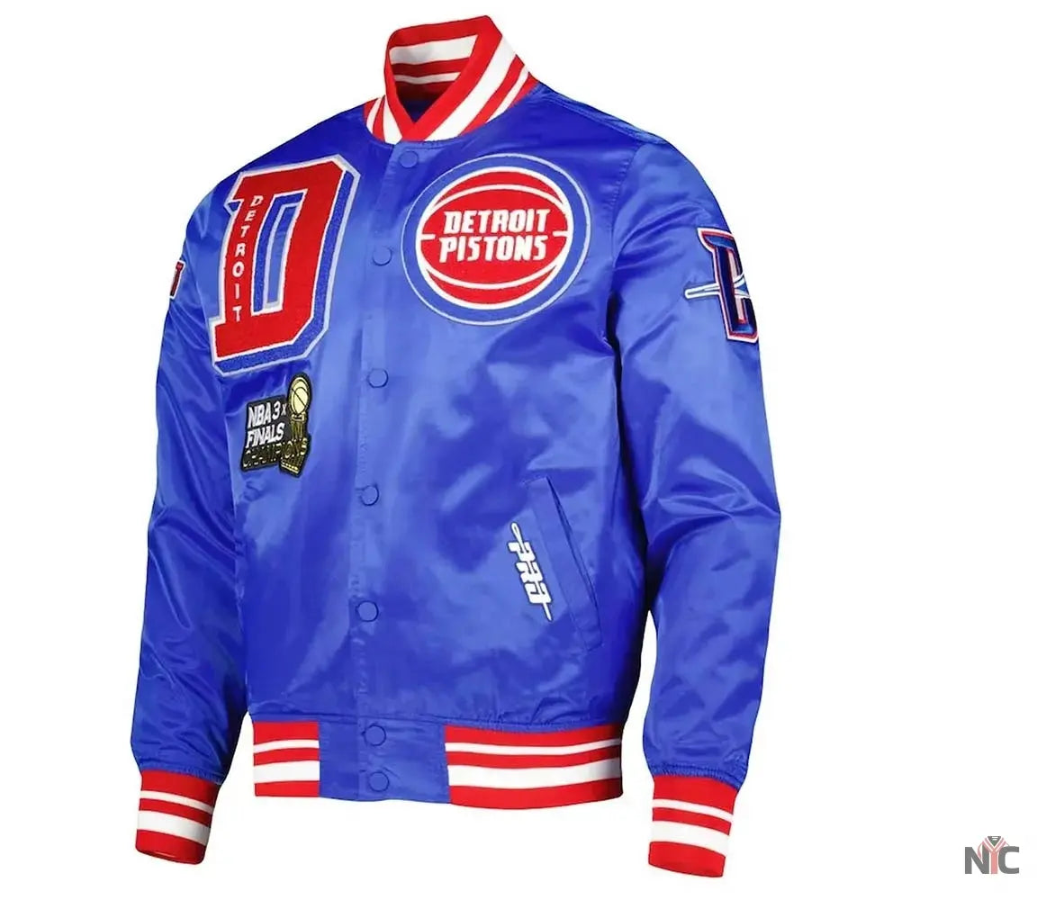 Detroit Pistons Finals 3x Champions Mash Up Satin Jacket Clanton Jacket