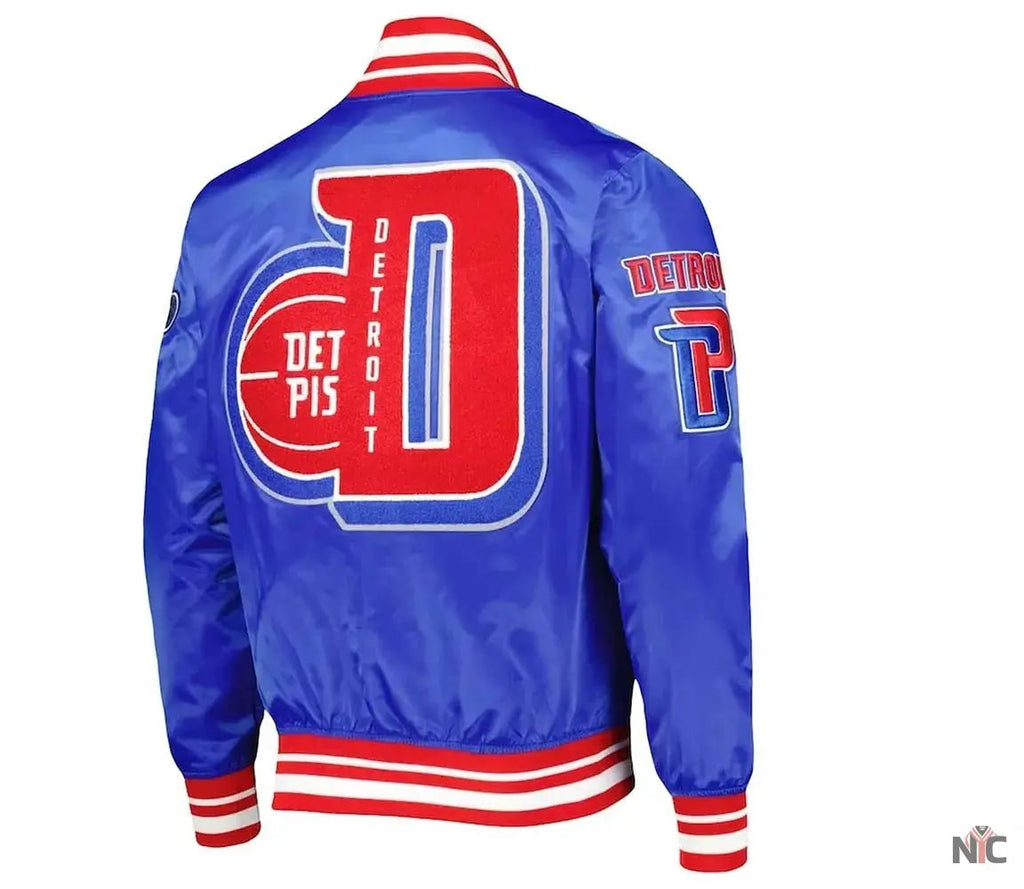 Detroit Pistons Finals 3x Champions Mash Up Satin Jacket Clanton Jacket