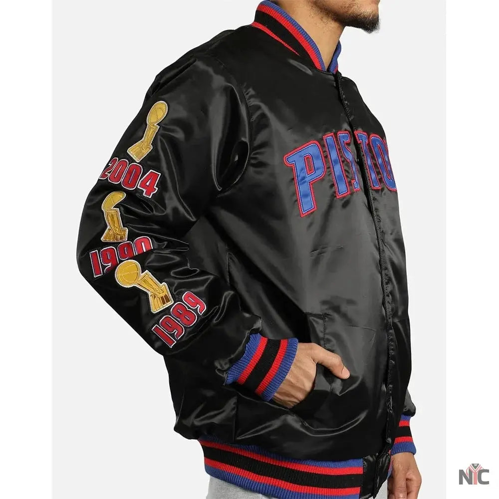 Detroit Pistons Finals Satin Jacket Clanton Jacket