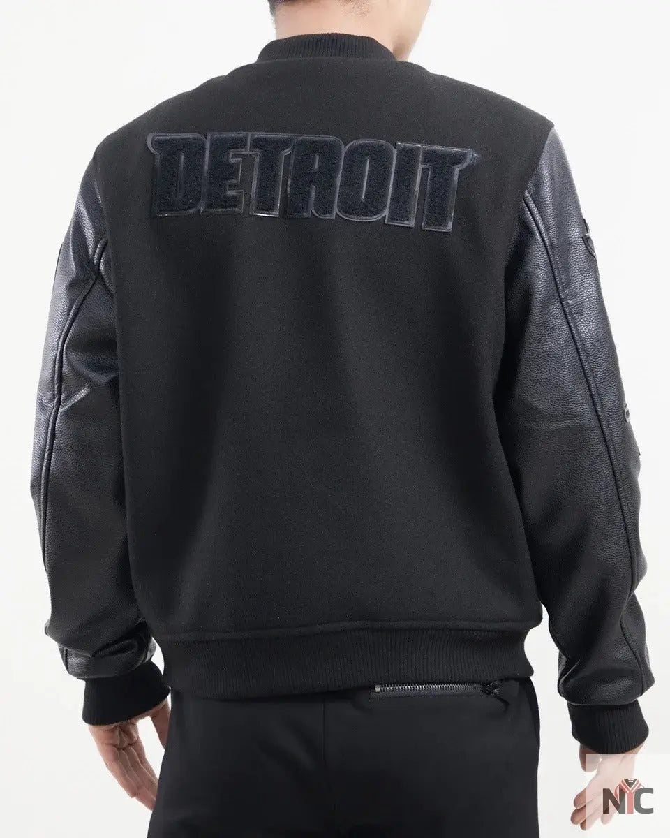 Detroit Pistons Triple Black Wool Varsity Jacket Clanton Jacket