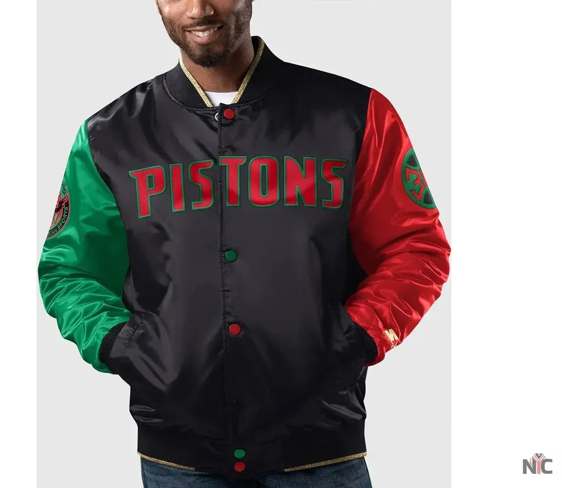 Detroit Pistons Ty Mopkins Black History Month Jacket Clanton Jacket