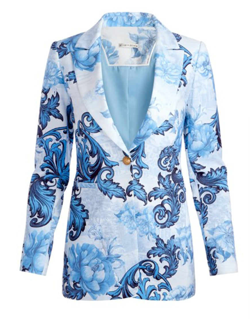 Emily In Paris S05 Lily Collins Blue Printed Blazer