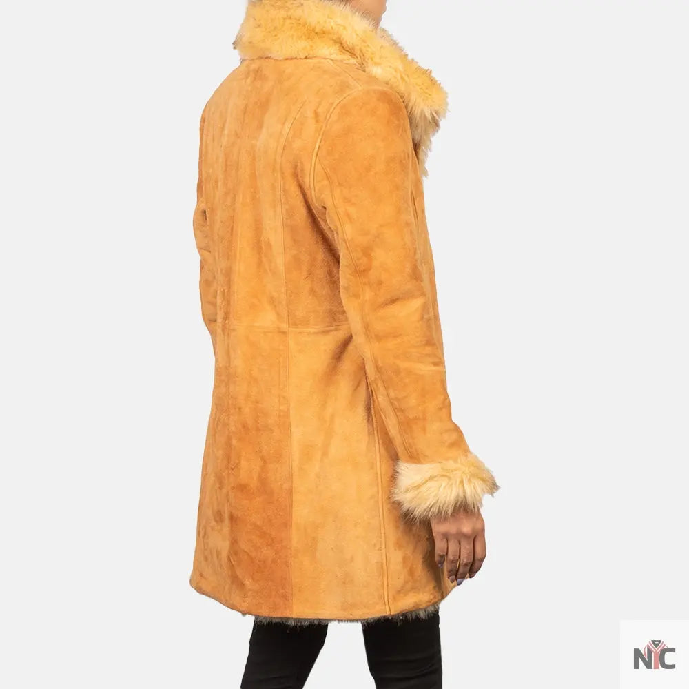 Erica Shearling Beige Leather Coat Shopotiny